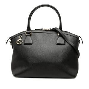 Gucci Leather Interlocking G Handbag Black